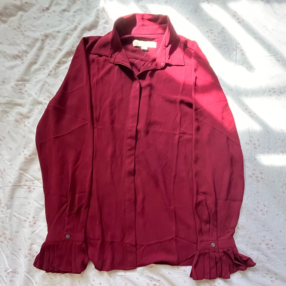 Maroon Button Down Blouse